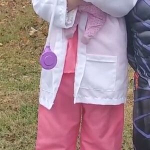 Girls Pink Scrubs With White Doctors Coat. Size 4/5